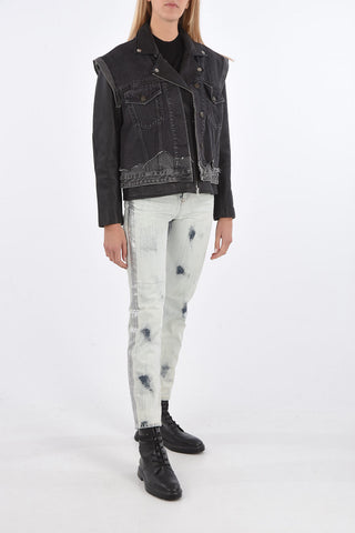 leather  L-KELLY jacket with denim details