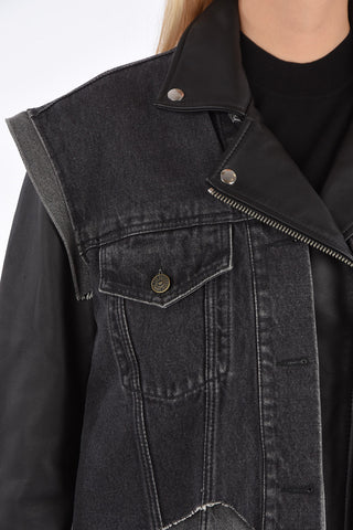 leather  L-KELLY jacket with denim details