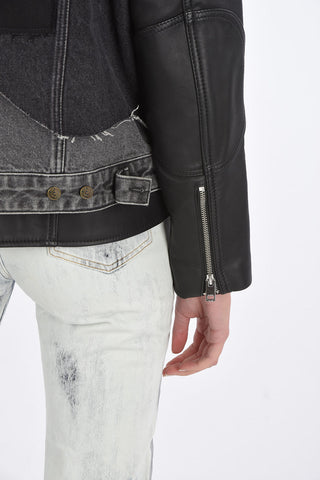 leather  L-KELLY jacket with denim details