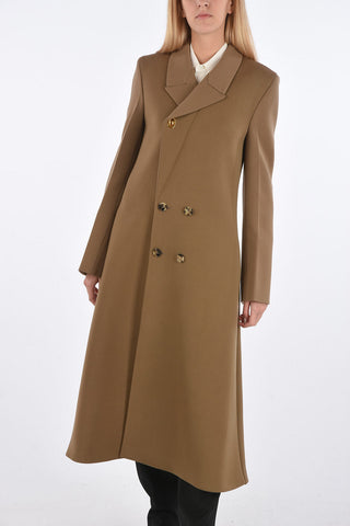 Cappotto Doppiopetto con Bottone Gioiello e Maniche con Spacchi