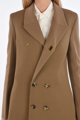 Cappotto Doppiopetto con Bottone Gioiello e Maniche con Spacchi