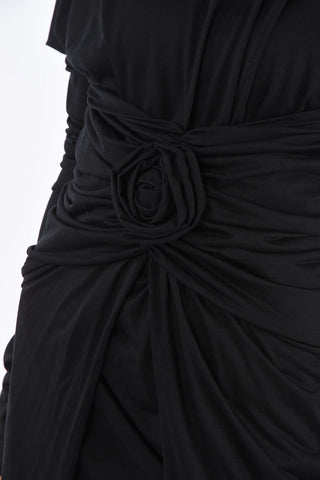 Wool Long Sleeve Dress with Floral Detail