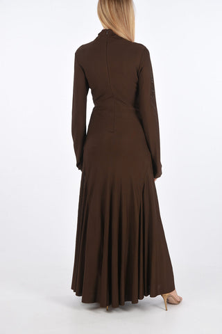 Long Flared Turtleneck Dress 