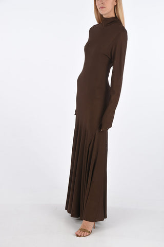 Long Flared Turtleneck Dress 