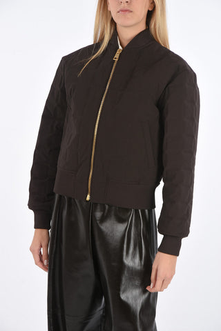 Front Zip Squared Quilted Bomber Jacket