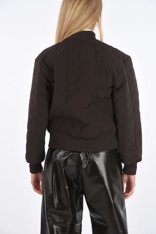Front Zip Squared Quilted Bomber Jacket