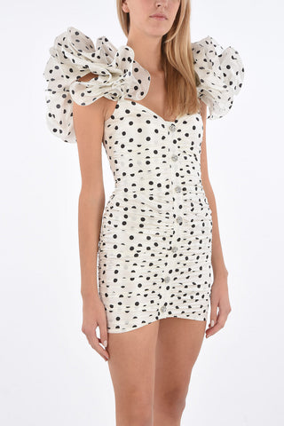 polka dot taffeta leg-o-mutton sleeve mini bodycon dress