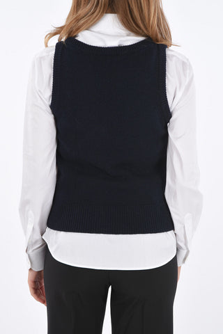 wool sleeveless sweater with embroidered horses