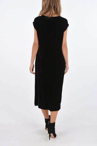 MM6 Vestito in Velluto con Stampe e Spacchi Laterali