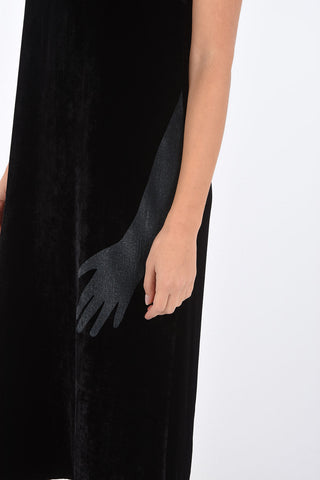 MM6 Vestito in Velluto con Stampe e Spacchi Laterali