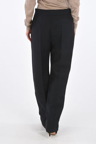 pantalone dritto in lana e seta