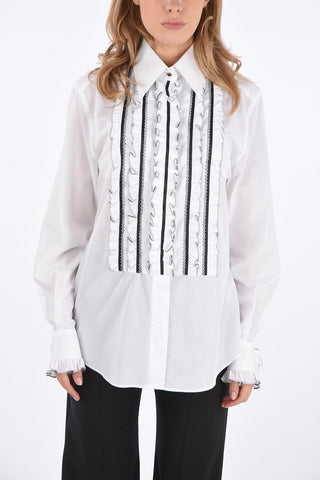 Standard Collar Ruffle Front Shirt with Frilled Cuffs