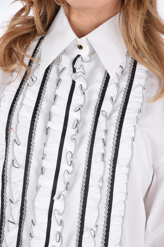 Standard Collar Ruffle Front Shirt with Frilled Cuffs