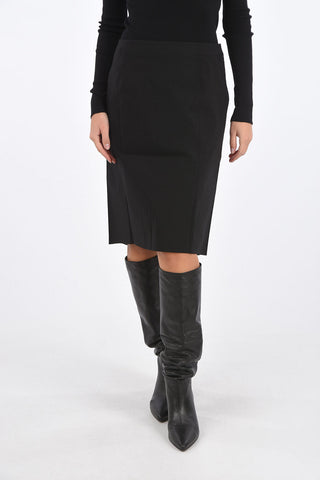 split-back hem midi pencil skirt