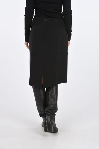 split-back hem midi pencil skirt