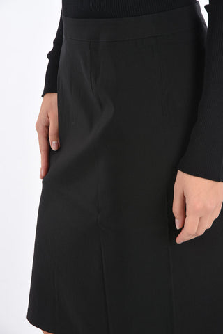 split-back hem midi pencil skirt