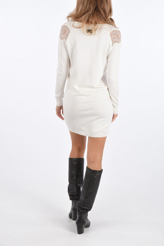 BE Knitted v-neck dress with lace details