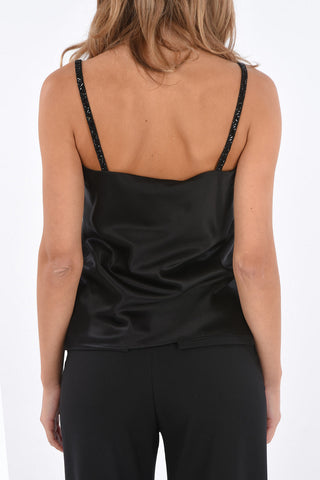 Silk Satin LORY Top with Rhinestoned Straps