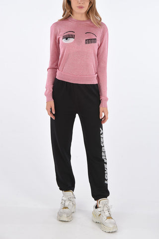 pantalone piping LOVE FIERCELY con strass