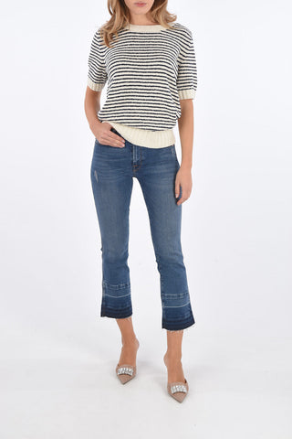 knitted striped t-shirt with golden buttons