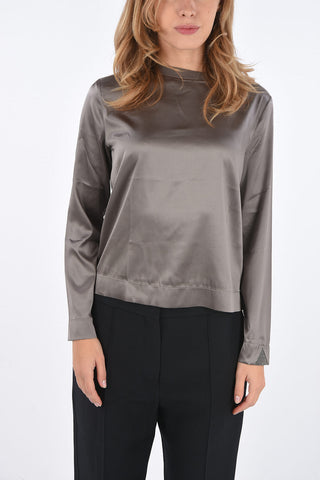silk crew-neck top