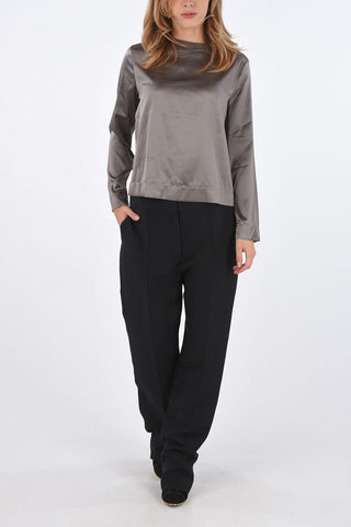 silk crew-neck top