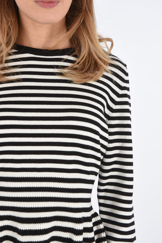 awning striped JERZU crew-neck sweater with poet sleeve