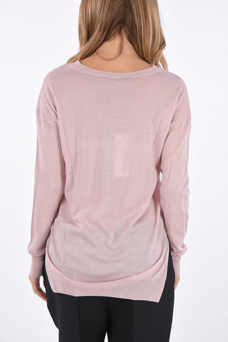maglia scollo a V in lana vergine