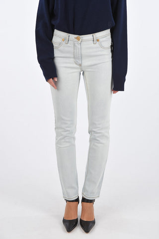 jeans in denim stretch con dettaglio strass
