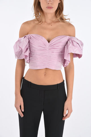 top in taffeta scollo a cuore crop