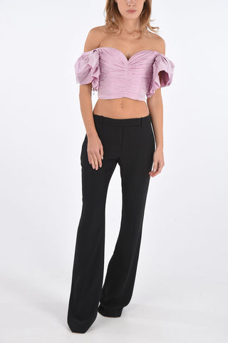 top in taffeta scollo a cuore crop