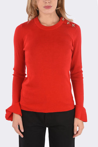 crew-neck sweater with jewel buttons