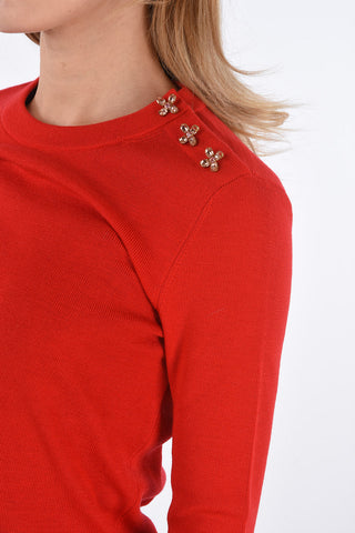 crew-neck sweater with jewel buttons