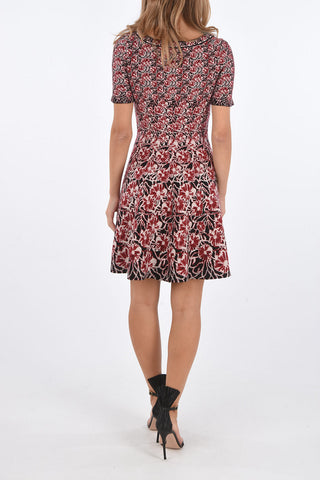 Flared Short-sleeved PLUMERIA Dress with Floral Pattern