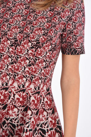 Flared Short-sleeved PLUMERIA Dress with Floral Pattern