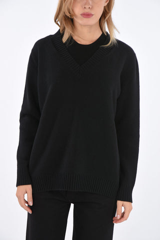 virgin wool and cashmere v-neck sweater
