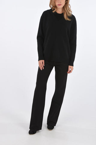 virgin wool and cashmere v-neck sweater