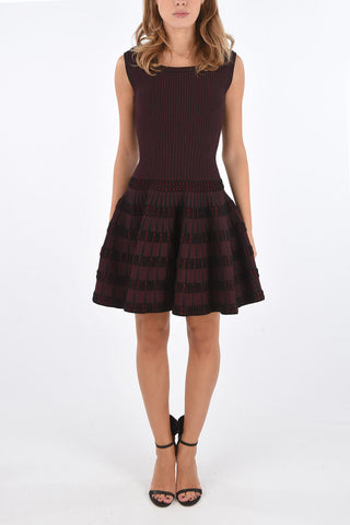 Flared Sleeveless Dress with Wool Details