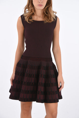 Flared Sleeveless Dress with Wool Details