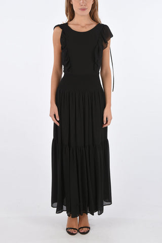 Flounced Sleeveless Long Dress with Ruffles