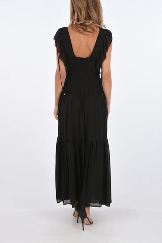 Flounced Sleeveless Long Dress with Ruffles