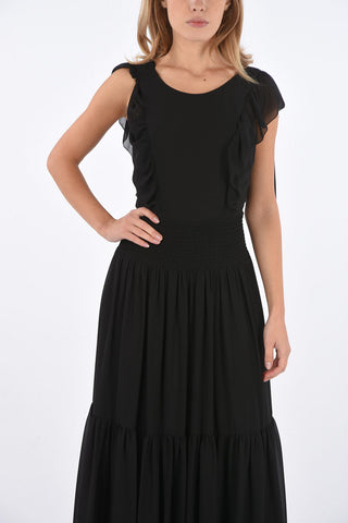 Flounced Sleeveless Long Dress with Ruffles