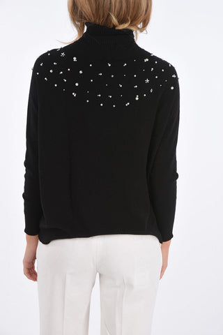 pearl embellished turtle-neck sweater
