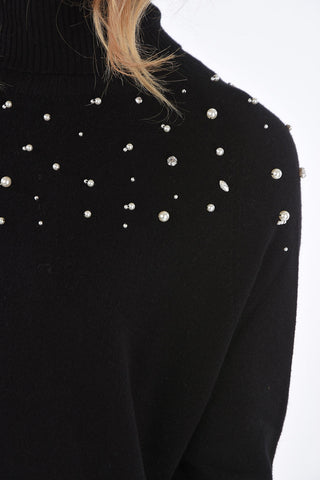 pearl embellished turtle-neck sweater