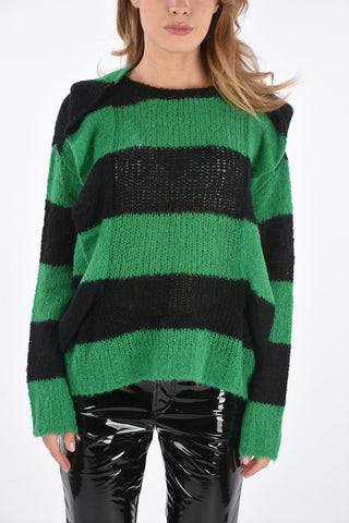 awning striped crew-neck sweater