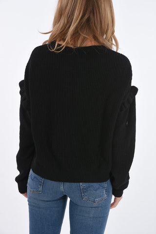 laced crew-neck sweater