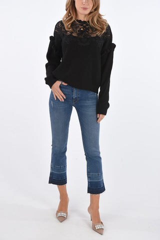 laced crew-neck sweater