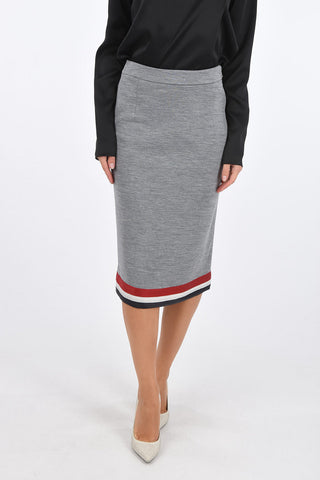 Cotton and Silk Longuette with Multicolor Bottom Edge