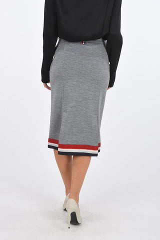 Cotton and Silk Longuette with Multicolor Bottom Edge