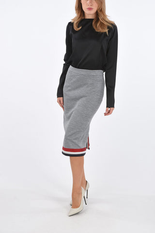 Cotton and Silk Longuette with Multicolor Bottom Edge